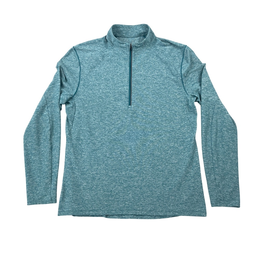 Lululemon Surge Warm Half Zip Pullover Mens Large Heathered Teal Long Sleeve